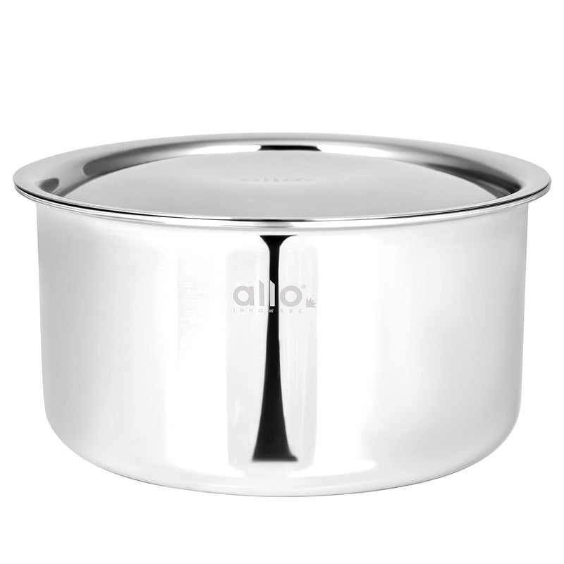 Allo Stainless Steel Triply Tope with Lid/Patila/Bhagona for Grains/Soups/Canning/Desserts/Broth Boiling Tope Induction Gas Base Multi-Purpose Steel | 10 Years Warranty 18cm, 2.7 litres - Image 1