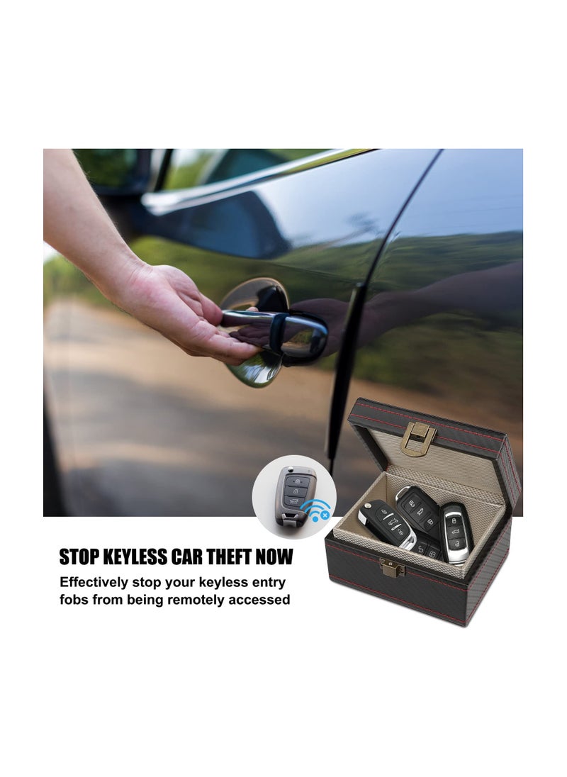 SYOSI - Faraday Box, [Carbon Fiber Texture] RFID Box for Car Keys, Key Fob Protector, Signal Blocker for Keyless Fob, Car Key Signal Blocker Cage, Signal Blocking Box for Car Keys Phones (Medium) - Image 1