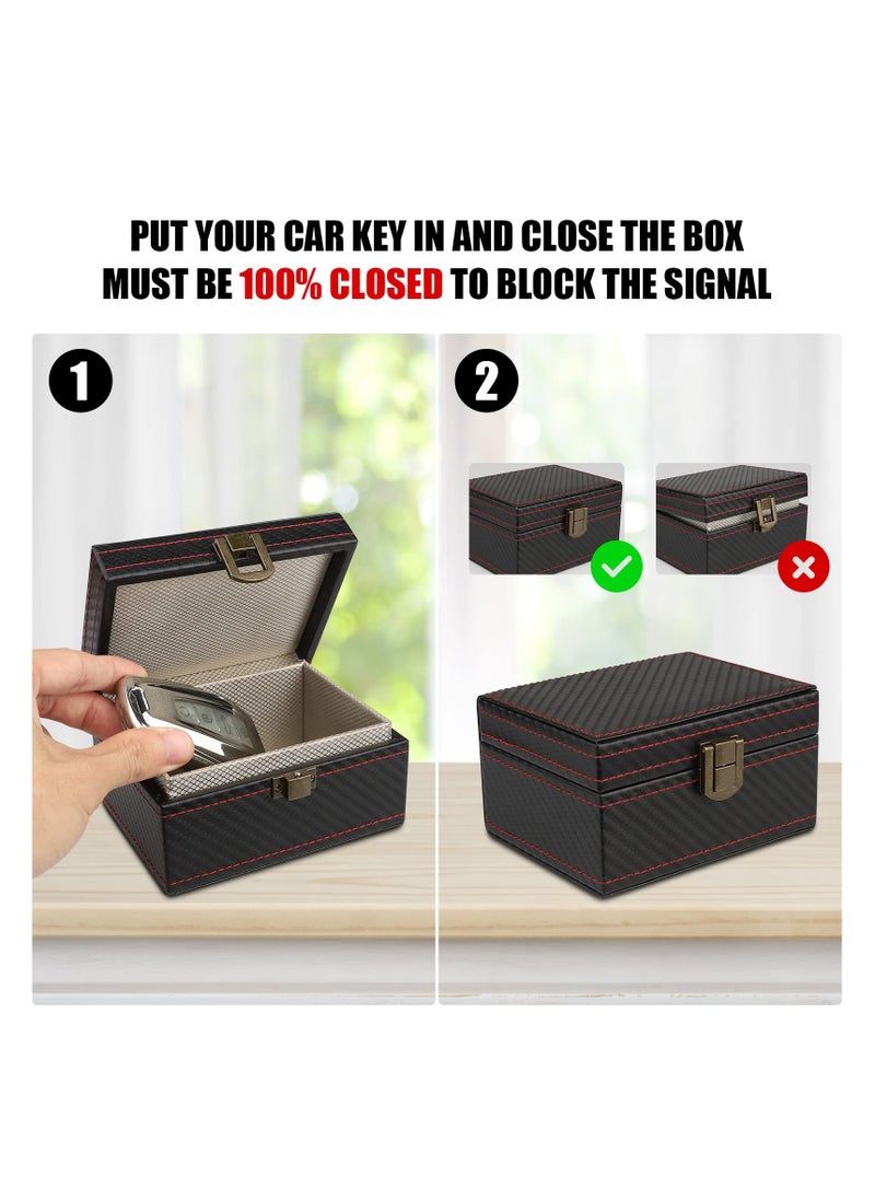 SYOSI - Faraday Box, [Carbon Fiber Texture] RFID Box for Car Keys, Key Fob Protector, Signal Blocker for Keyless Fob, Car Key Signal Blocker Cage, Signal Blocking Box for Car Keys Phones (Medium) - Image 1
