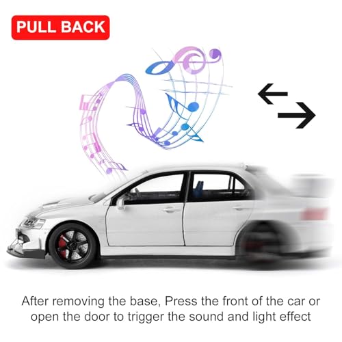 KEXXA 😍 Scale Exclusive Alloy Metal Pull Back Die-cast Car Model with Sound Light Mini Auto Toy for Kids Metal Model Toy Car with Sound and Light (1.32 Scale MITSU-BISHI Lancer-Argent) - Image 4