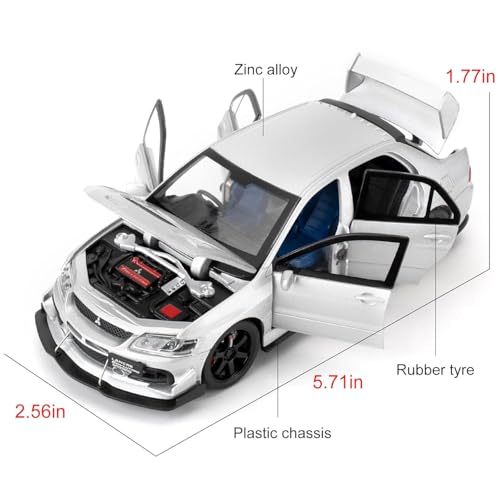 KEXXA 😍 Scale Exclusive Alloy Metal Pull Back Die-cast Car Model with Sound Light Mini Auto Toy for Kids Metal Model Toy Car with Sound and Light (1.32 Scale MITSU-BISHI Lancer-Argent) - Image 3