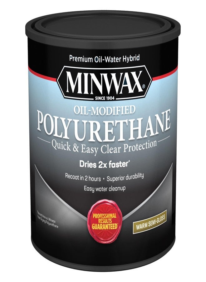 Minwax qt 63020 Clear Premium Oil-Water Hybrid Water-Based Oil-Modified Polyurethane, Warm Semi-Gloss - Image 1