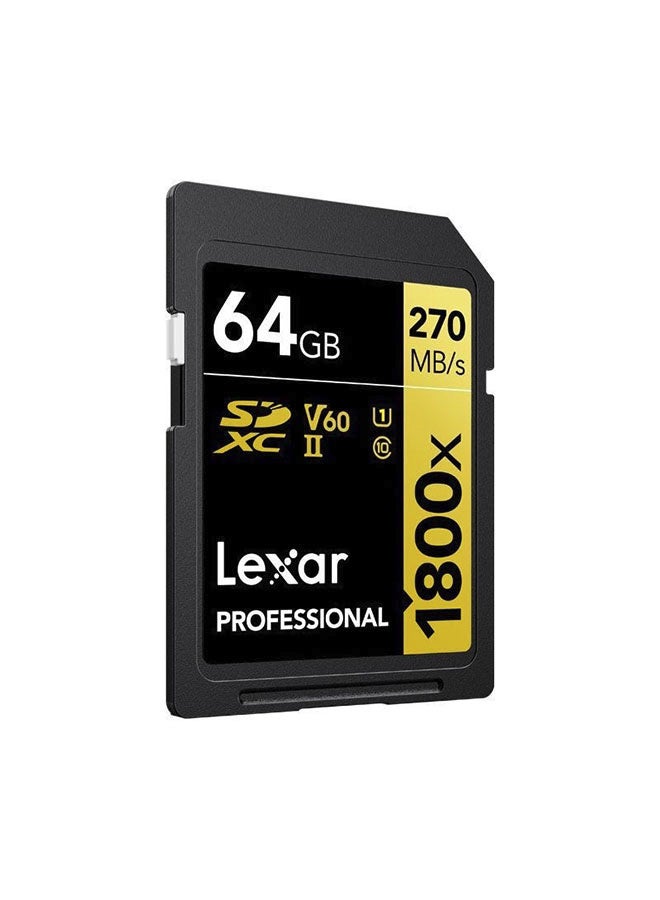 Lexar 64GB Professional 1800x SDXC UHS-II Cards, Up To 270MB/s Read, C10, V60, U1 SD Card - Image 2