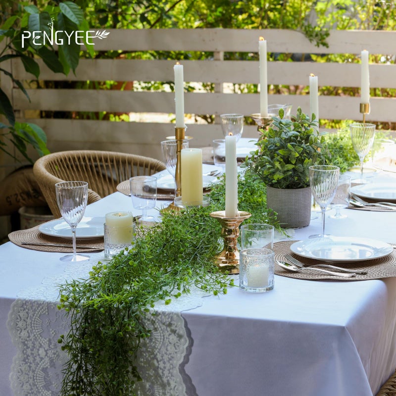 PENGYEE 6 Pack 5.57ft Artificial Greenery Garland for Table, Faux Leaf Garland for Room Decor, Green Garlands for Decoration, Fake Vines Hanging Plants for Home Bedroom Garden Wall Wedding Decor-040 - Image 3
