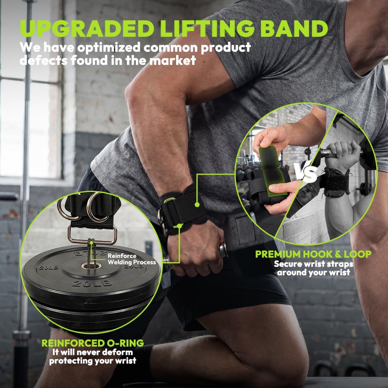 HANDBODE Weight Lifting Straps With Cuffed D Ring, Gym Wrist Straps for Men, Fit Cable Machine Workout, Black Nylon, Extra-Long & Extra-Thick, Enhanced Grip, Weightlifting, 2 PCS - Image 5