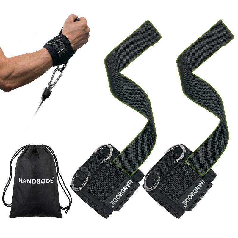 HANDBODE Weight Lifting Straps With Cuffed D Ring, Gym Wrist Straps for Men, Fit Cable Machine Workout, Black Nylon, Extra-Long & Extra-Thick, Enhanced Grip, Weightlifting, 2 PCS - Image 1