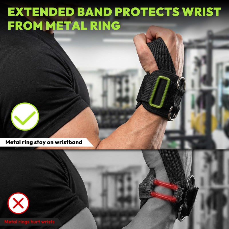 HANDBODE Weight Lifting Straps With Cuffed D Ring, Gym Wrist Straps for Men, Fit Cable Machine Workout, Black Nylon, Extra-Long & Extra-Thick, Enhanced Grip, Weightlifting, 2 PCS - Image 2