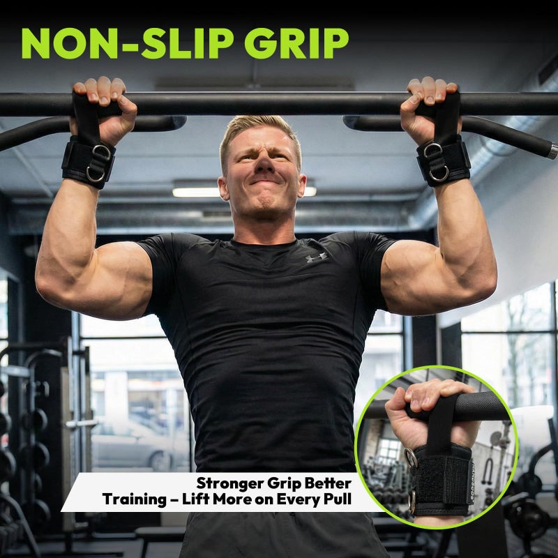 HANDBODE Weight Lifting Straps With Cuffed D Ring, Gym Wrist Straps for Men, Fit Cable Machine Workout, Black Nylon, Extra-Long & Extra-Thick, Enhanced Grip, Weightlifting, 2 PCS - Image 4