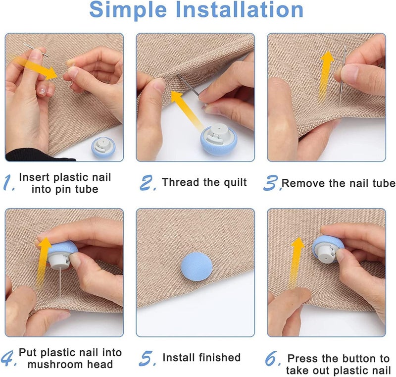 HENIJ HENIJ Multipurpose Duvet Clips Antislip Lightweight Quilt Fixator Set Fasteners for Cushions Curtains Socks with Soft Fabric Cotton Material Pack of 8 Blue  - Image 3