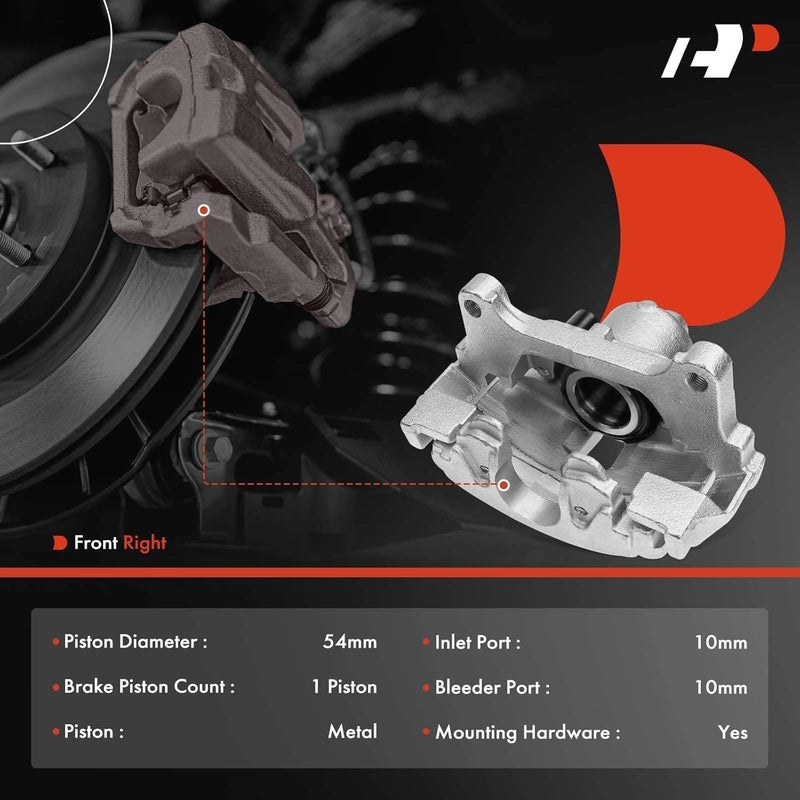 A-Premium Disc Brake Caliper Assembly with Bracket for Audi and Volkswagen Models - Image 2
