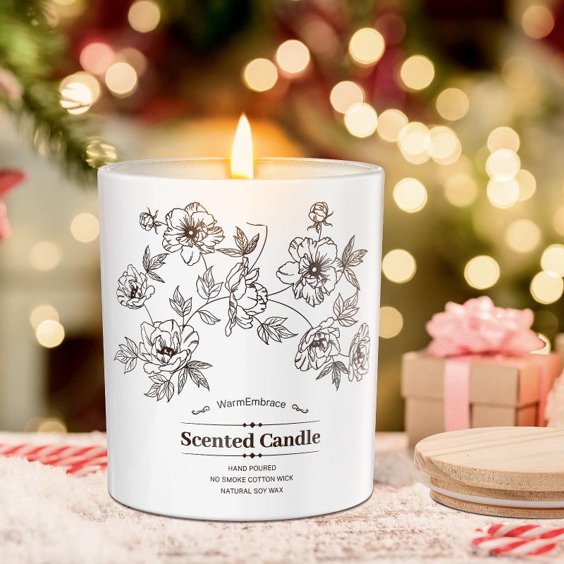 WarmEmbrace Deluxe Scented Candle for Women & Men, Vanilla Coconut Soy Wax Candle, 8 Oz Jar Candle for Home, Scented-60 Hours Long Lasting Burning, Suitable Gift for Mom - Image 5