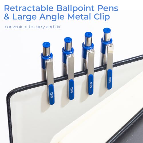 M.G أقلام حبر جاف M&G، أقلام حبر أزرق نقطة متوسطة 0.7 مم، أقلام حبر جاف قابلة للسحب بكميات كبيرة تدوم طويلاً مع كتابة سلسة ومقبض مضاد للانزلاق لتدوين الملاحظات ولوازم المكتب والمدرسة للنساء والرجال (12 عبوة) - Image 5