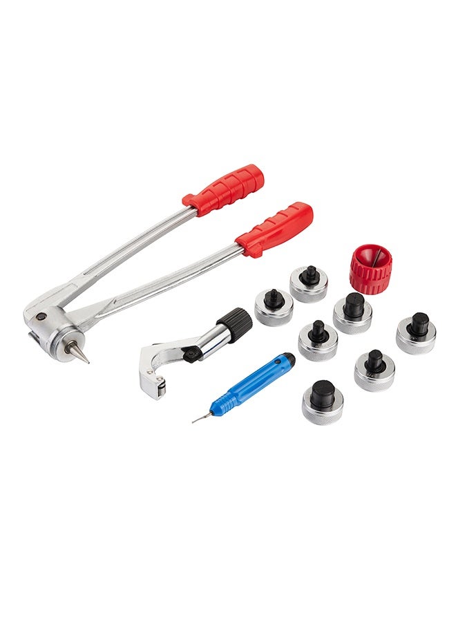 لوازم شنطة تسنين CT-100 لتوسيع الأنابيب - طقم تسنين أنابيب يدوي بذراع تشغيل مع 7 رؤوس تسنين (من 3/8 إلى 1-1/8 إنش) مع قاطع أنابيب وأداة إزالة زوائد - مناسب لأعمال التكييف والتبريد والتكييف المركزي والسباكة - Image 2
