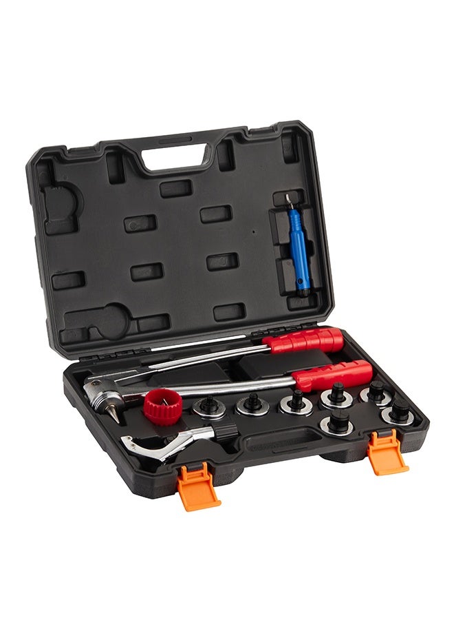 لوازم شنطة تسنين CT-100 لتوسيع الأنابيب - طقم تسنين أنابيب يدوي بذراع تشغيل مع 7 رؤوس تسنين (من 3/8 إلى 1-1/8 إنش) مع قاطع أنابيب وأداة إزالة زوائد - مناسب لأعمال التكييف والتبريد والتكييف المركزي والسباكة - Image 1