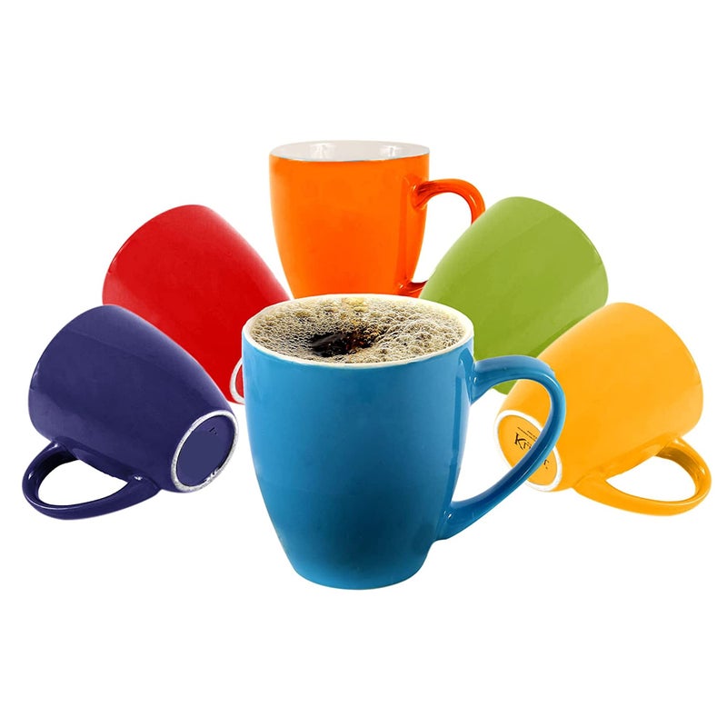 Femora Indian Ceramic Solid Multicoloured Tea Cups, Set of 6, 160 ML - Image 1
