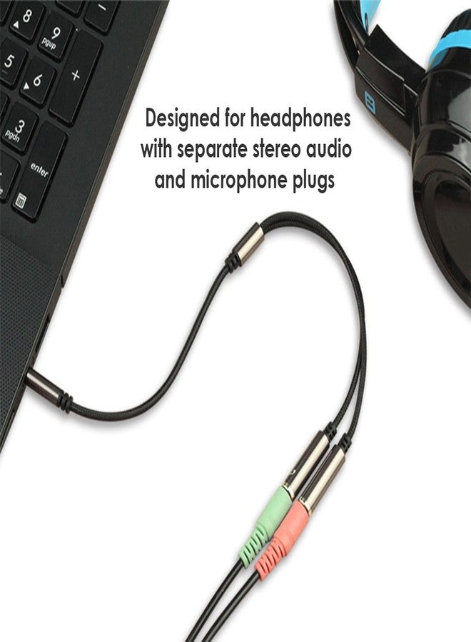 Mepsies Headphone Splitter, 3.5mm Aux Plug to Dual Jack Headphone Mic Adapter, Stereo Audio Microphone Y Splitter Extension Cable for Laptop, Smartphone, Tablet, Headset, Speaker and More - Image 3