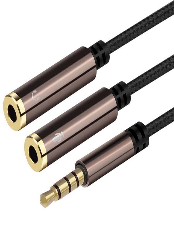 Mepsies Headphone Splitter, 3.5mm Aux Plug to Dual Jack Headphone Mic Adapter, Stereo Audio Microphone Y Splitter Extension Cable for Laptop, Smartphone, Tablet, Headset, Speaker and More - Image 1