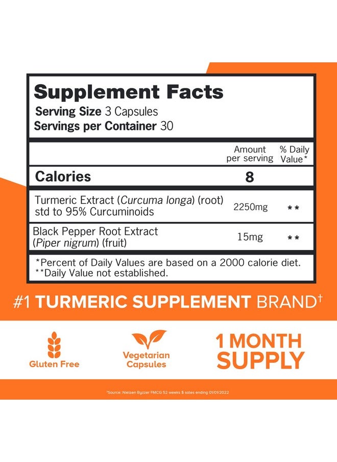Qunol Turmeric Curcumin With Black Pepper Qunol 2250Mg Turmeric Extract With 95% Curcuminoids Extra Strength Supplement Enhanced Absorption Supports Healthy Inflammation Response 90 Vegetarian Capsules  - Image 5