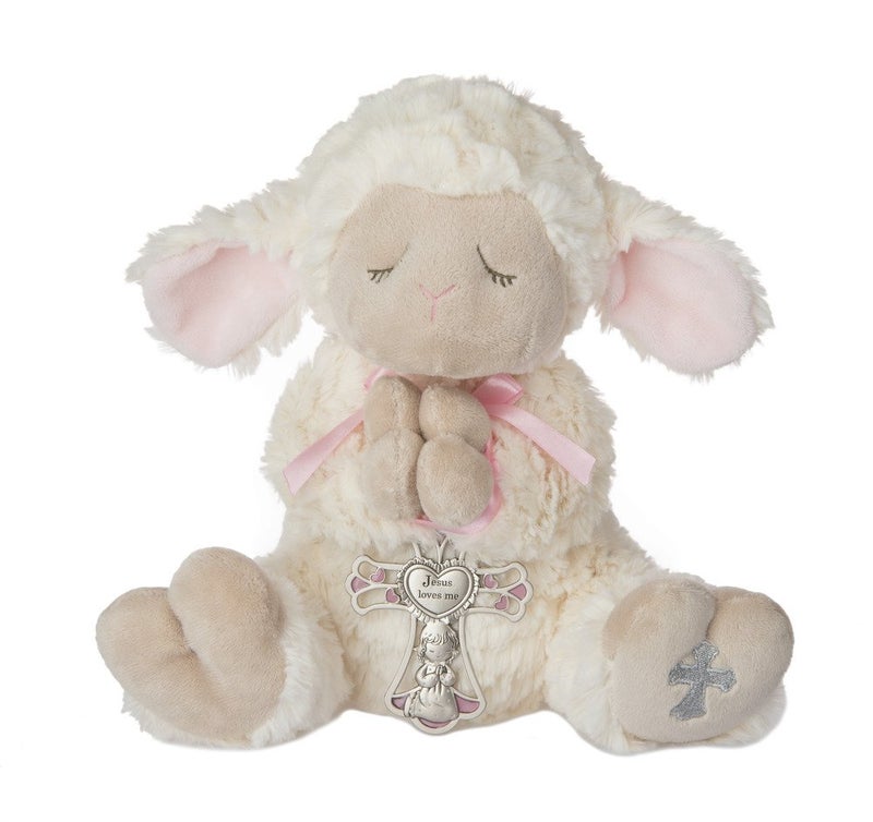 Ganz Serenity Lamb with Crib Cross Christening or Baptism Gift, Pink - Image 4