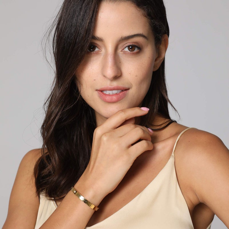 MVCOLEDY Valentines Day Gifts Jewelry Gold/White Gold Plated Bangle Bracelet Heart Stone Stainless Steel with Crystal Bangle Bracelets for Women Jewelry Size 6.7 Inches (Heart of Gold) - Image 4