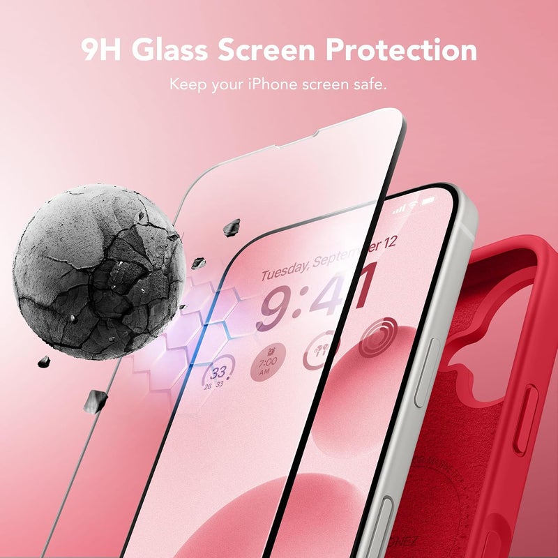 GONEZ Magnetic for iPhone 16 Case, Compatible with MagSafe, [Screen Protector + Camera Lens Protector], Liquid Silicone Shockproof Protective Phone Case for iPhone 16 6.1", Red - Image 4