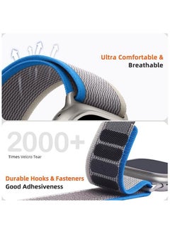Spigen Apple Watch DuraPro Flex Trail Loop Band for Ultra 49mm, Series 8/7 45mm, Series SE2/6/SE/5/4 44mm and Series 3/2/1 42mm Adjustable Solo Loop Band Strap Blue/Gray  - Image 4