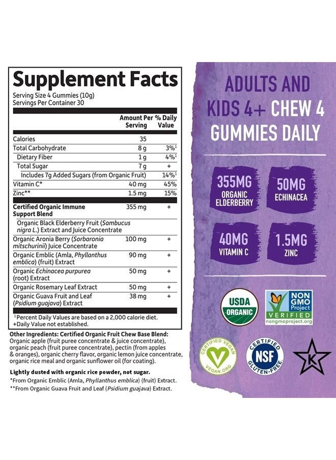 Garden of Life - mykind Organics Elderberry Gummies for Adults & Kids - Immune Support Supplement with Organic Fruit, Herbal Blend, Elderberry, Echinacea, Zinc, Vitamin C, 120 Vegan Gluten Free Gummies - Image 1