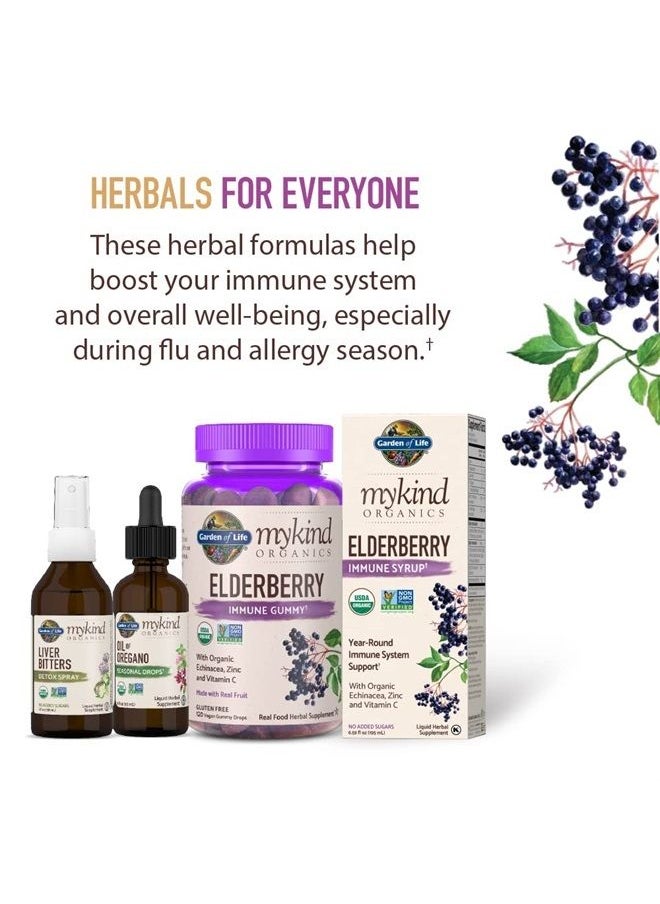 Garden of Life - mykind Organics Elderberry Gummies for Adults & Kids - Immune Support Supplement with Organic Fruit, Herbal Blend, Elderberry, Echinacea, Zinc, Vitamin C, 120 Vegan Gluten Free Gummies - Image 1