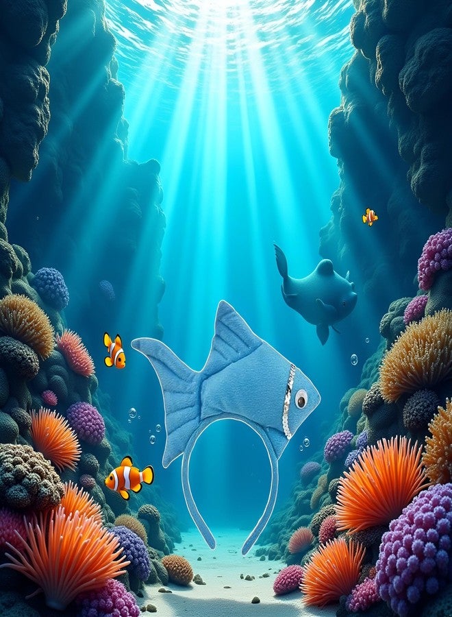 Rosojodg إكسسوارات عصابة رأس لحفلات الهالوين من Rosojodg Blue Fish Goldfish Marine Life Sea Animal Costume Party، وعصابات رأس أنيقة للنساء، وعصابات رأس واسعة للشعر للنساء - Image 4