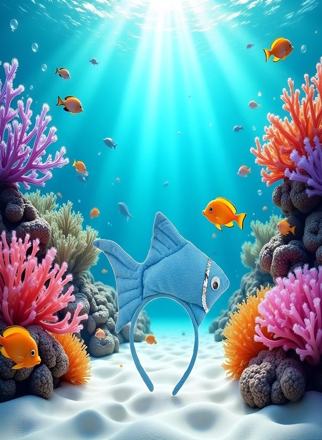 Rosojodg إكسسوارات عصابة رأس لحفلات الهالوين من Rosojodg Blue Fish Goldfish Marine Life Sea Animal Costume Party، وعصابات رأس أنيقة للنساء، وعصابات رأس واسعة للشعر للنساء - Image 3