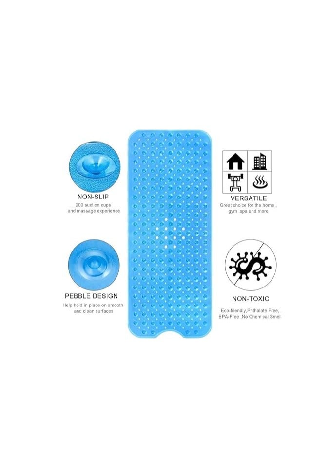 PROMASS Non-Slip Bath Tub Shower Mat 40x16in - Enhance Bathing Safety with Anti-Slip Mat Featuring Suction Cups & Drain Holes - Perfect for Kids & Adults. (Blue) - Image 3