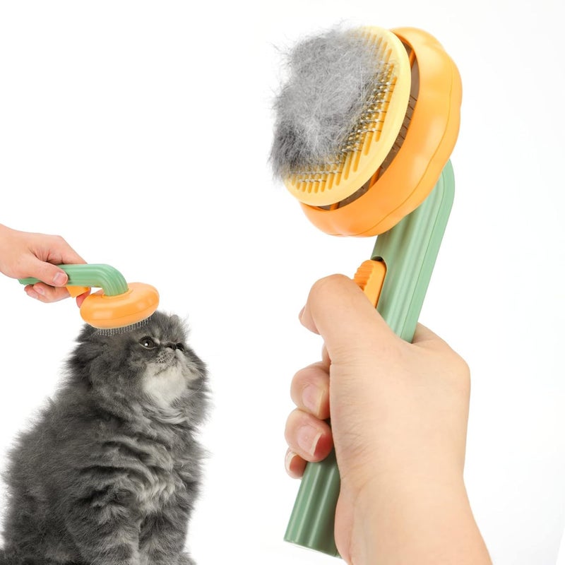 EXOFLY Self Cleaning Slicker Brush, Pet Grooming Shedding Brush for Dogs and Cats - Easy to Remove Loose Undercoat, Pet Massaging Tool Suitable for Pets with Long or Short Hair - Image 1