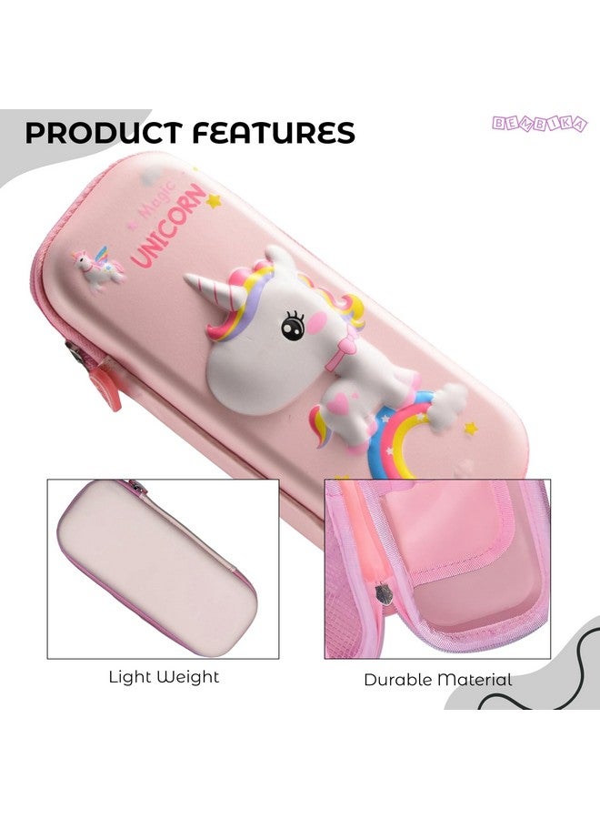 BEMBIKA School Supplies 3D Cartoon Design Pencil Box for School Kids, Girls and Boys, Pen & Pencil Case Pouch for Office, College, School Large Storage Capacity � Unicorn Baby Pink - Image 4