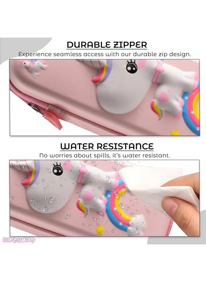 BEMBIKA School Supplies 3D Cartoon Design Pencil Box for School Kids, Girls and Boys, Pen & Pencil Case Pouch for Office, College, School Large Storage Capacity � Unicorn Baby Pink - Image 5
