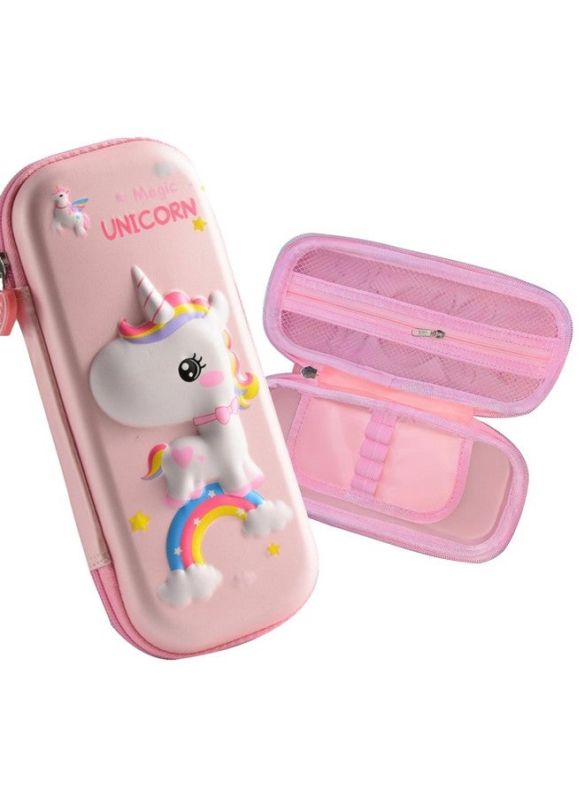 BEMBIKA School Supplies 3D Cartoon Design Pencil Box for School Kids, Girls and Boys, Pen & Pencil Case Pouch for Office, College, School Large Storage Capacity � Unicorn Baby Pink - Image 1