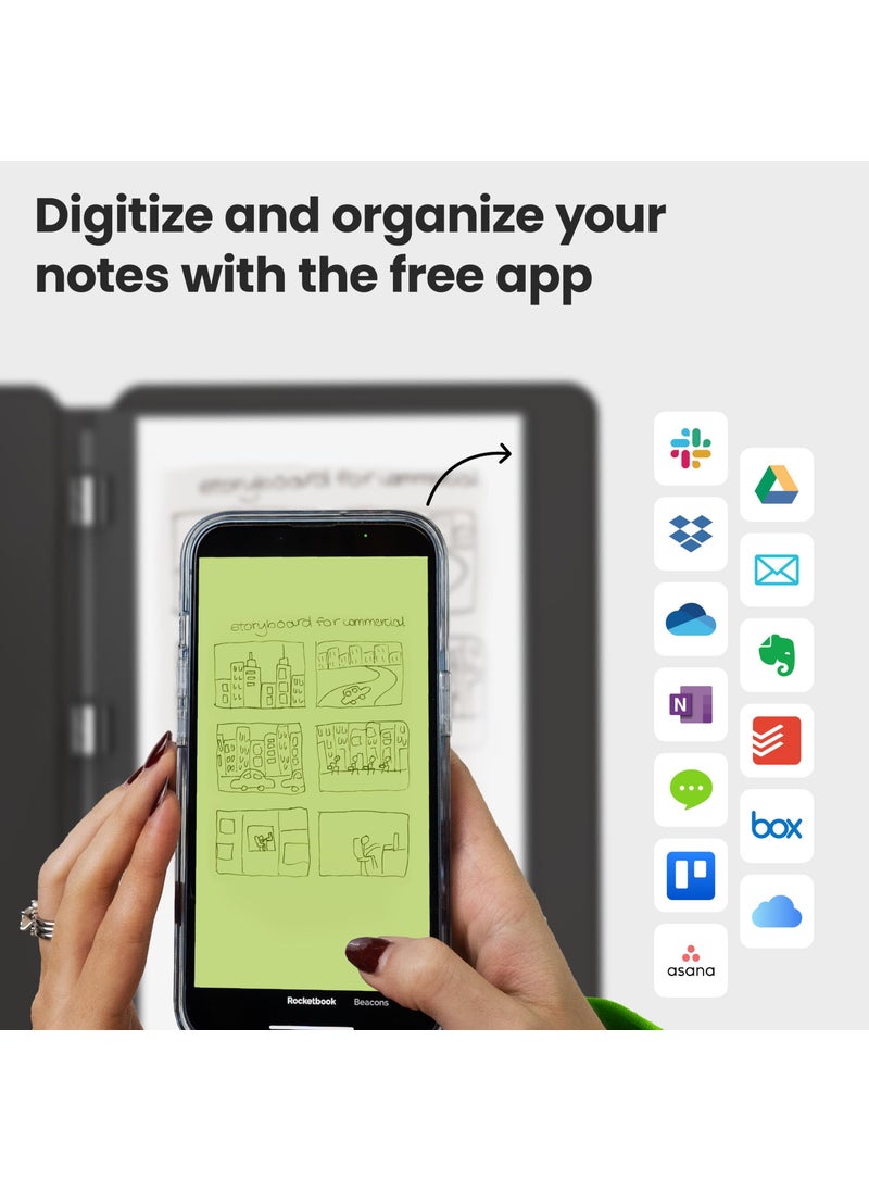 Rocketbook New Rocketbook Pro 2.0 Smart Notebook | Black | Scannable Office Notebook with 20 Sheet Page Pack - Lined and Dot Grid | Hardcover Vegan Leather Reusable with 1 Pilot Frixion Pen & 1 Microfiber Cloth | Letter Size: 8.5 in x 11 in  - Image 5