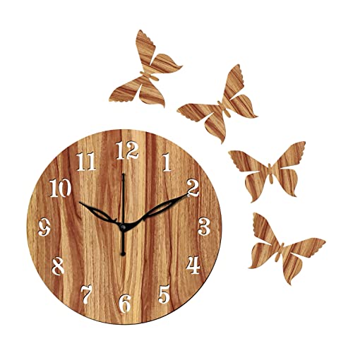Freny Exim 10" Inch Wooden Wall Clock (Beige, Small Size, 25cm x 25cm)-001 - Image 1