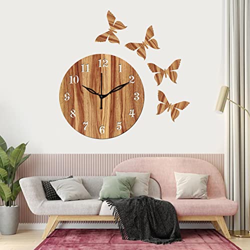 Freny Exim 10" Inch Wooden Wall Clock (Beige, Small Size, 25cm x 25cm)-001 - Image 2