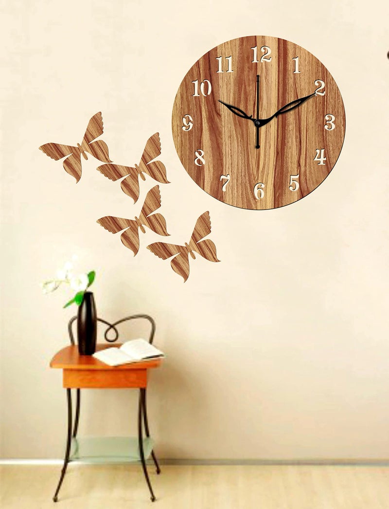 Freny Exim 10" Inch Wooden Wall Clock (Beige, Small Size, 25cm x 25cm)-001 - Image 5