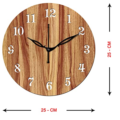 Freny Exim 10" Inch Wooden Wall Clock (Beige, Small Size, 25cm x 25cm)-001 - Image 4