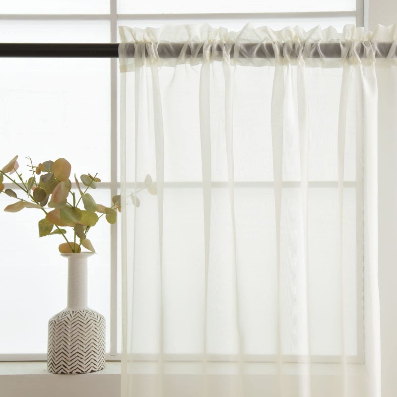 SpaceDresser Basic Rod Pocket Sheer Voile Window Curtain Tiers Ivory 2 Panels 52 Width 84 Inch Long for Kitchen Bedroom Children Living Room Yard(Ivory,52 W x 84 L) - Image 5