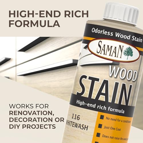 SamaN Interior Water Based Wood Stain - Natural Stain for Furniture, Moldings, Wood Paneling, Cabinets (Whitewash TEW-116-12, 12 oz) - Image 2