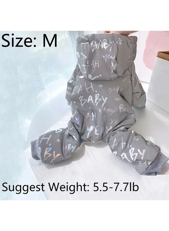 Grey Reflective Pet Clothes For Dogs And Cats High Visibility Comfortable Fit Size M - Image 1