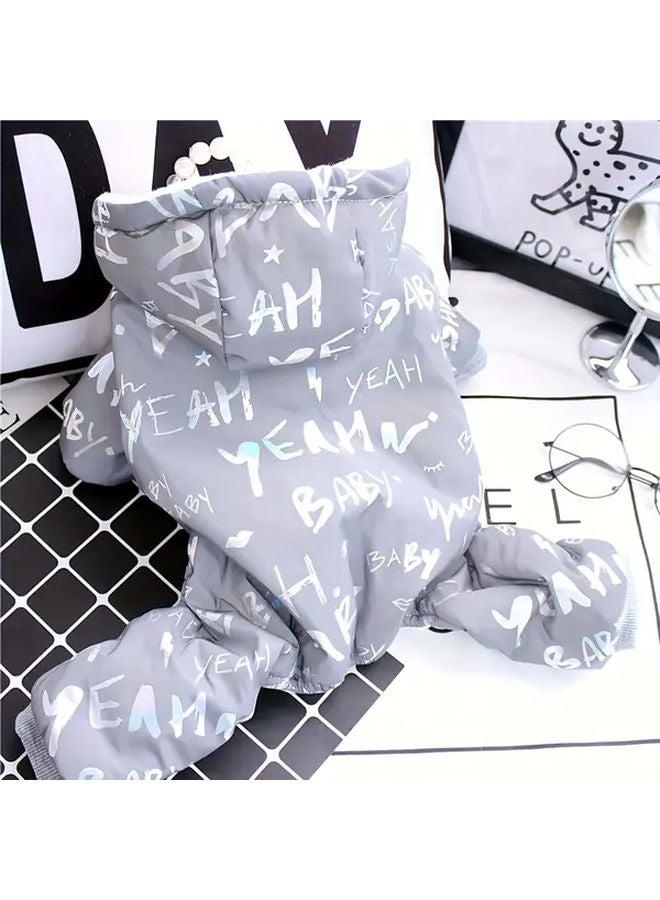 Grey Reflective Pet Clothes For Dogs And Cats High Visibility Comfortable Fit Size M - Image 2