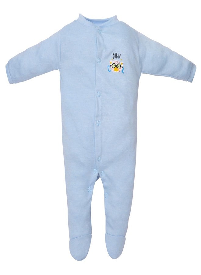Magic Town® 100% Hosiery Cotton Unisex Romper for Kids and Infants Set of 3 (Sky Blue) (9-12 Months) - Image 4