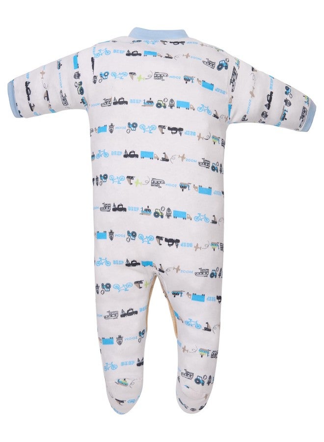 Magic Town® 100% Hosiery Cotton Unisex Romper for Kids and Infants Set of 3 (Sky Blue) (9-12 Months) - Image 5