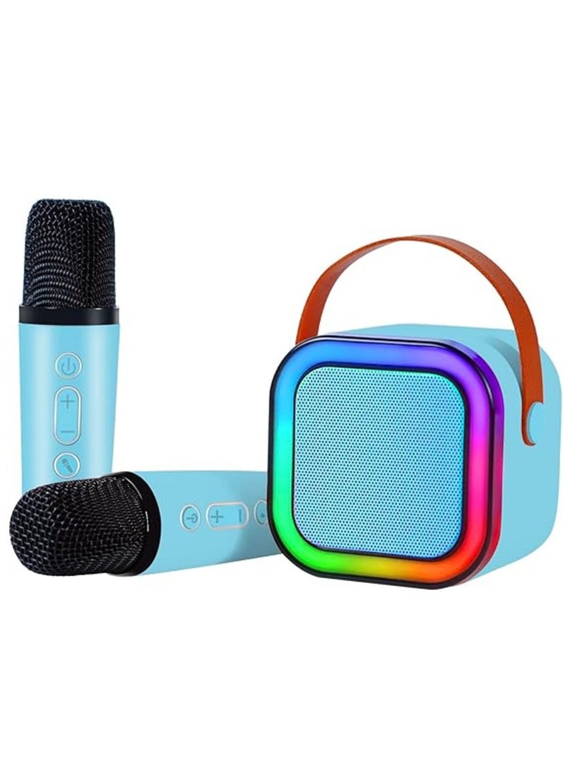 آلة كاريوكي M012 للبالغين والأطفال، محمولة مع 2 ميكروفونات بلوتوث لاسلكية، أفضل اجتماعات هدية عيد ميلاد، حفلات مع مقبض حمل/صدى/قص صوتي - Image 1