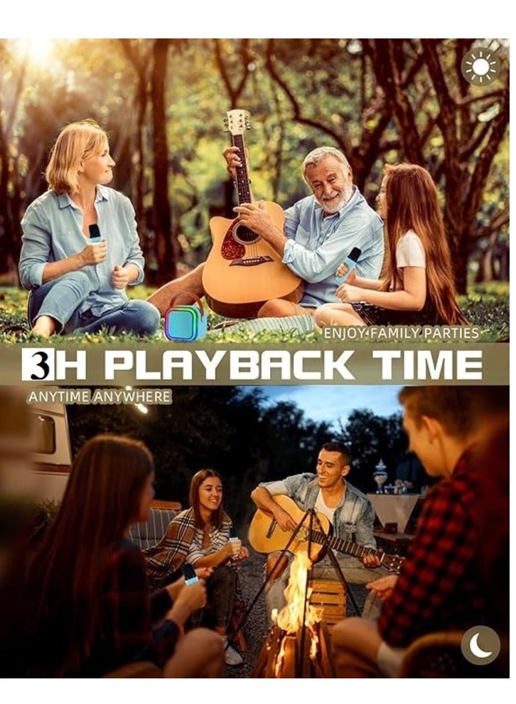 آلة كاريوكي M012 للبالغين والأطفال، محمولة مع 2 ميكروفونات بلوتوث لاسلكية، أفضل اجتماعات هدية عيد ميلاد، حفلات مع مقبض حمل/صدى/قص صوتي - Image 2