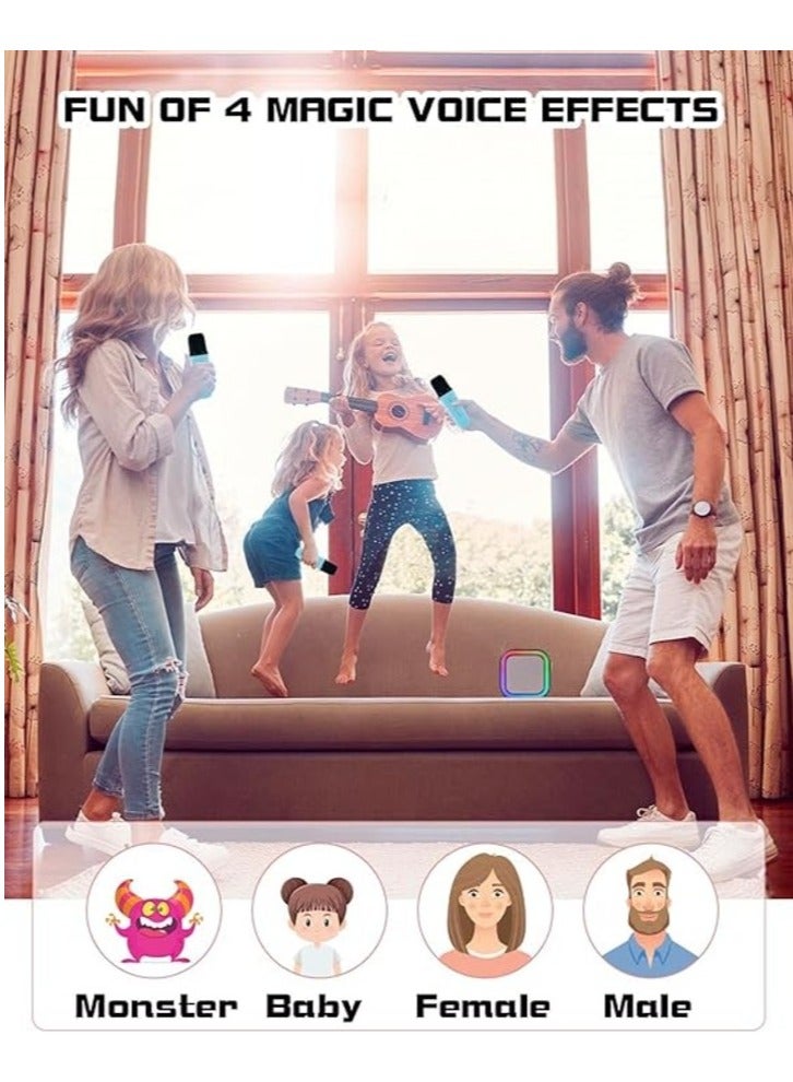 آلة كاريوكي M012 للبالغين والأطفال، محمولة مع 2 ميكروفونات بلوتوث لاسلكية، أفضل اجتماعات هدية عيد ميلاد، حفلات مع مقبض حمل/صدى/قص صوتي - Image 5