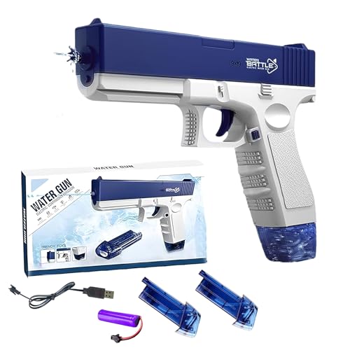 WISHKEY Water Blaster Gun Toy with Rechargeable Battery, Long-Range High-Powered Water Gun, Large-Capacity Water Tank, Durable Kid-Safe Design for Outdoor Summer Fun (Pack of 1, Blue) - Image 1